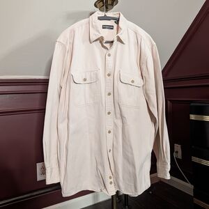 J. Peterman Vintage Rugged Canvas Cream White MiUSA Work Shirt / Jacket M